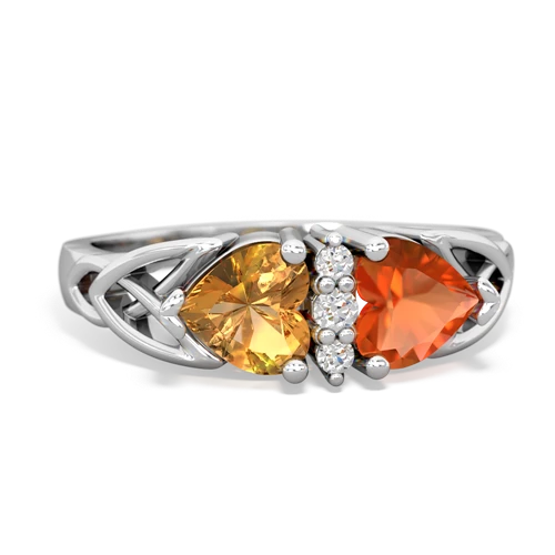 citrine-fire opal celtic ring