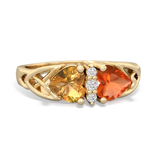 citrine-fire opal celtic ring