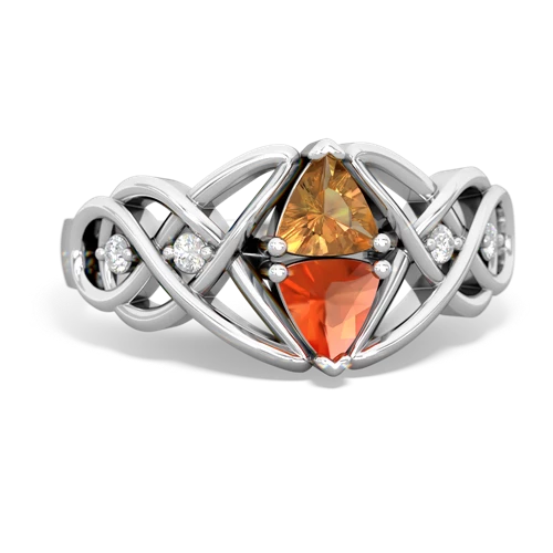 citrine-fire opal celtic knot ring