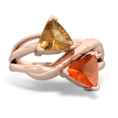 citrine-fire opal filligree ring