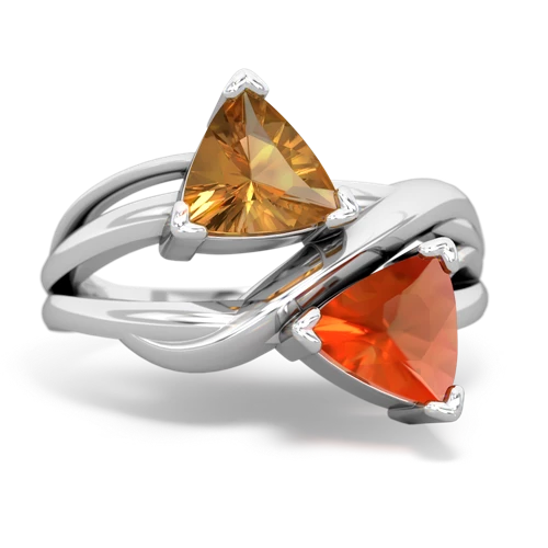 citrine-fire opal filligree ring