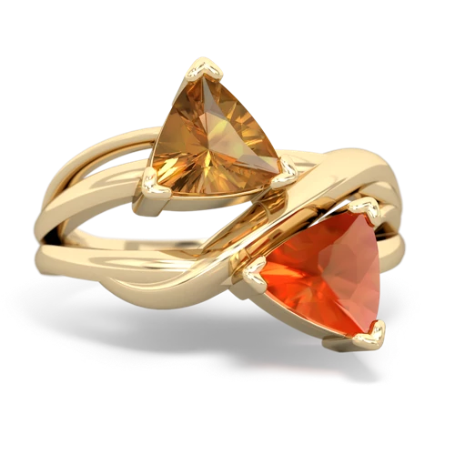 citrine-fire opal filligree ring