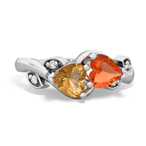 citrine-fire opal floral keepsake ring