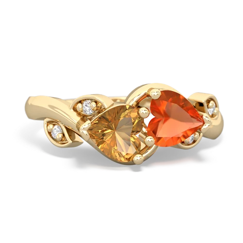 citrine-fire opal floral keepsake ring