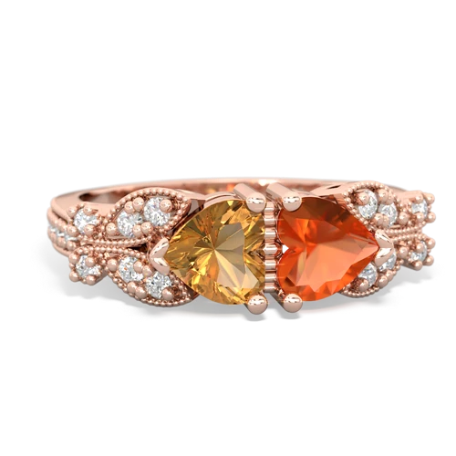 citrine-fire opal keepsake butterfly ring