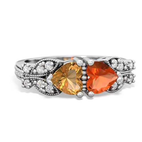 citrine-fire opal keepsake butterfly ring