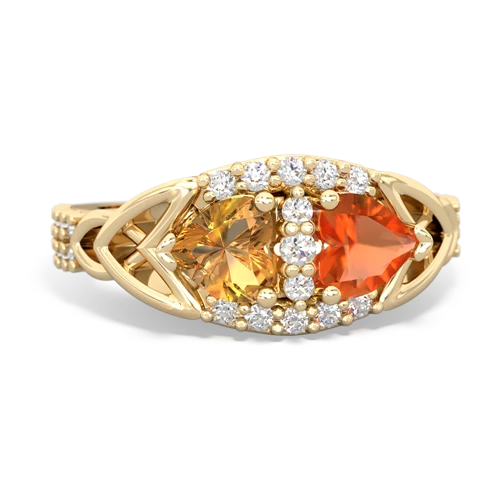 citrine-fire opal keepsake engagement ring