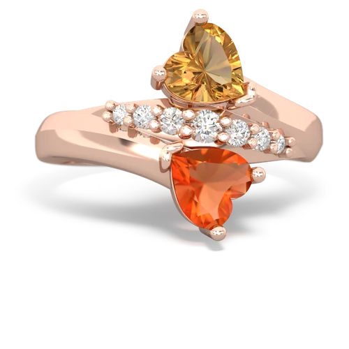 citrine-fire opal modern ring