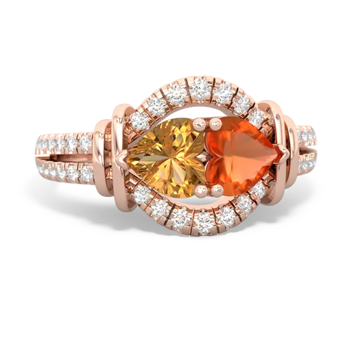 citrine-fire opal pave keepsake ring