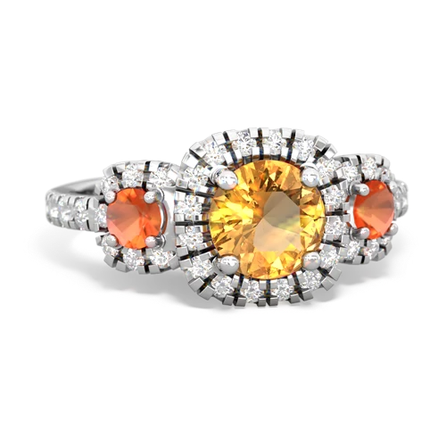 citrine-fire opal three stone regal ring