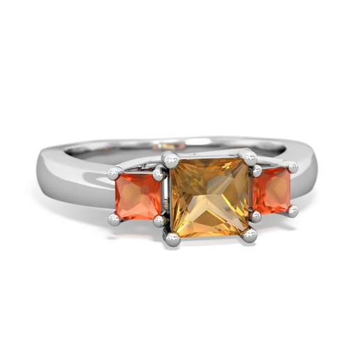 Citrine Genuine Citrine with Genuine Fire Opal and Genuine Tanzanite Three Stone Trellis ring Ring