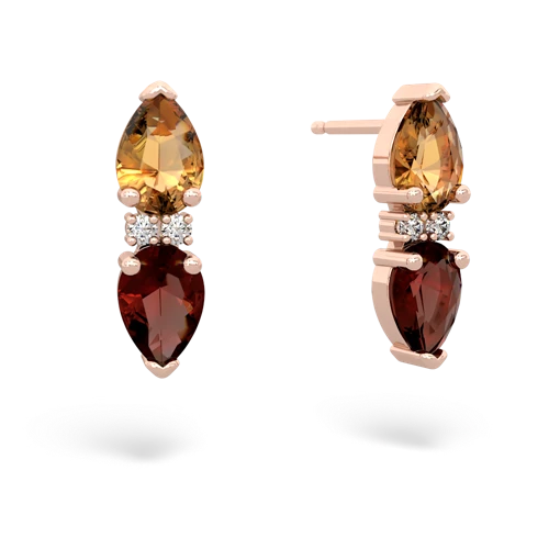 citrine-garnet bowtie earrings