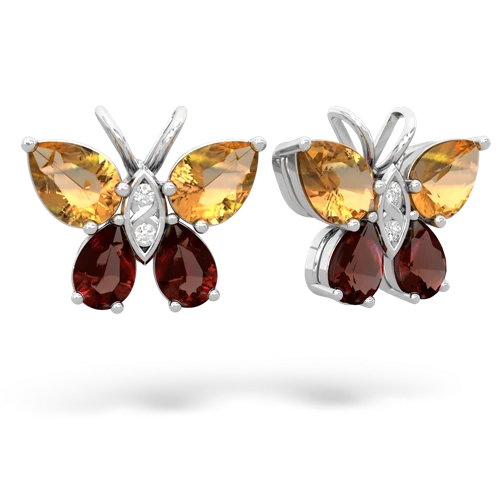 citrine-garnet butterfly earrings