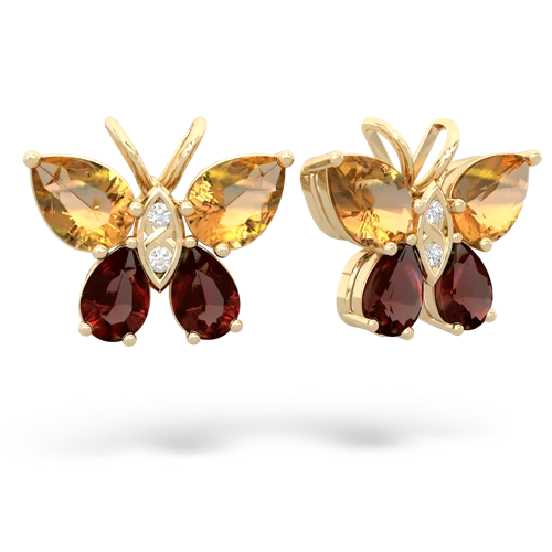 citrine-garnet butterfly earrings