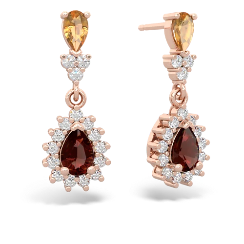 citrine-garnet dangle earrings