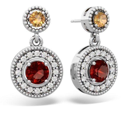 citrine-garnet halo earrings