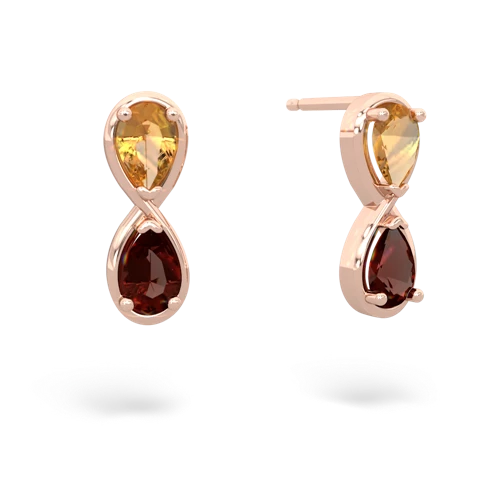 citrine-garnet infinity earrings