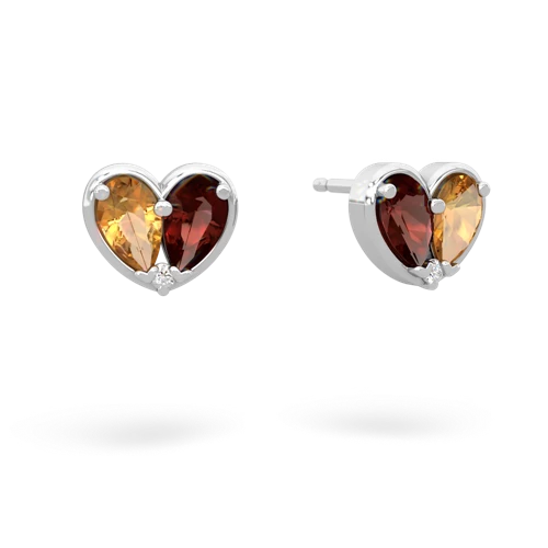citrine-garnet one heart earrings