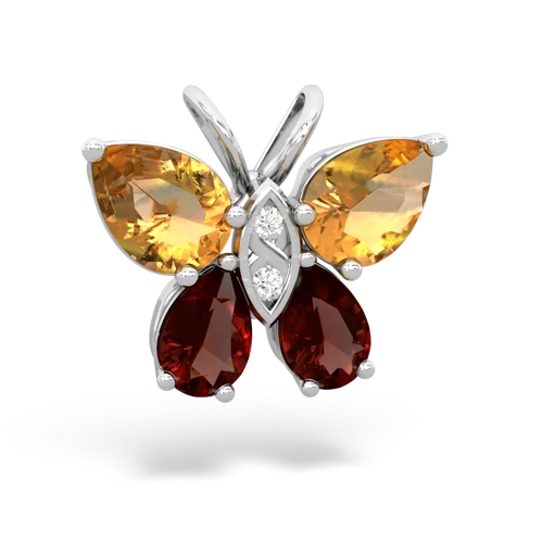 citrine-garnet butterfly pendant