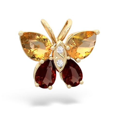 citrine-garnet butterfly pendant