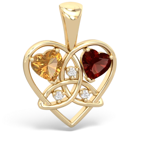 citrine-garnet celtic heart pendant