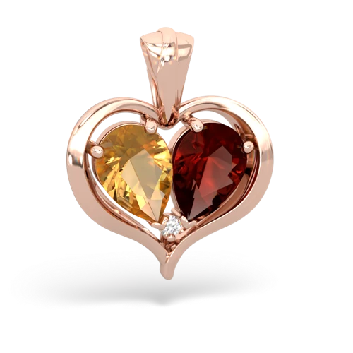 citrine-garnet half heart whole pendant