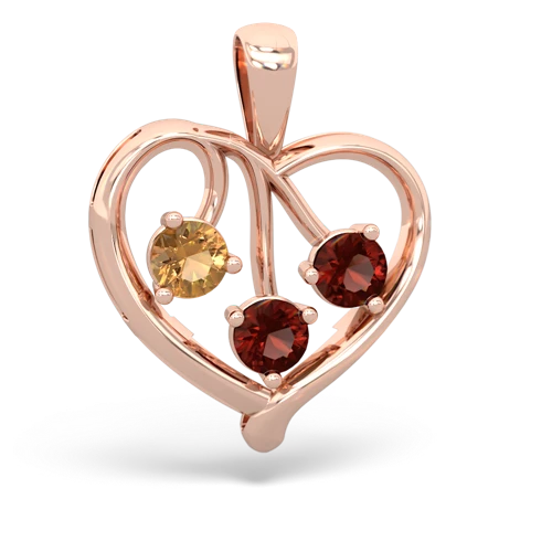 citrine-garnet love heart pendant