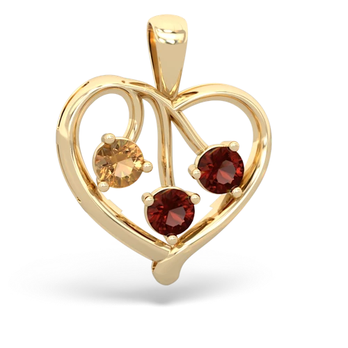 citrine-garnet love heart pendant