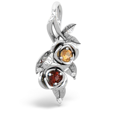 citrine-garnet rose vine pendant