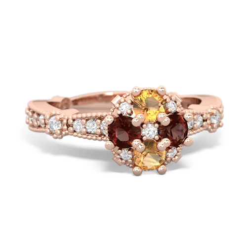 citrine-garnet art deco engagement ring