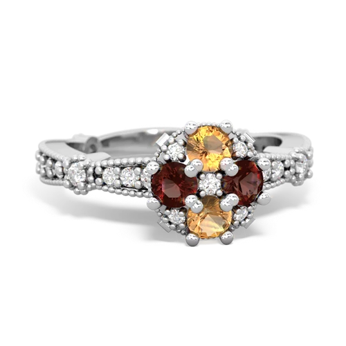 citrine-garnet art deco engagement ring