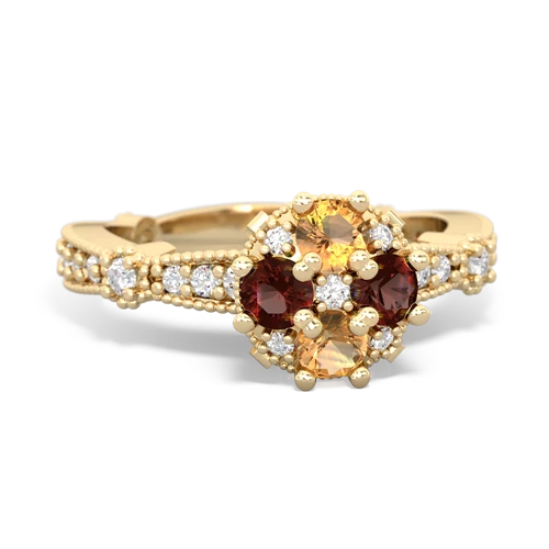 citrine-garnet art deco engagement ring