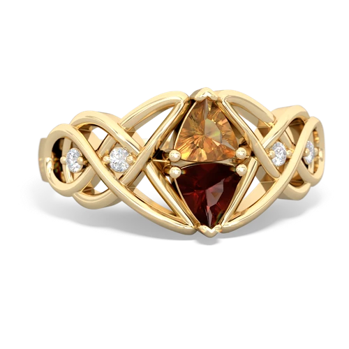 citrine-garnet celtic knot ring