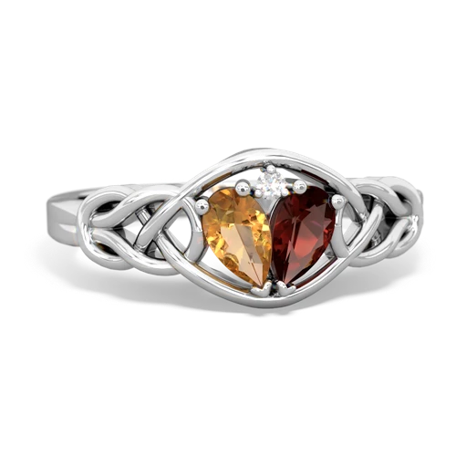 citrine-garnet celtic knot ring