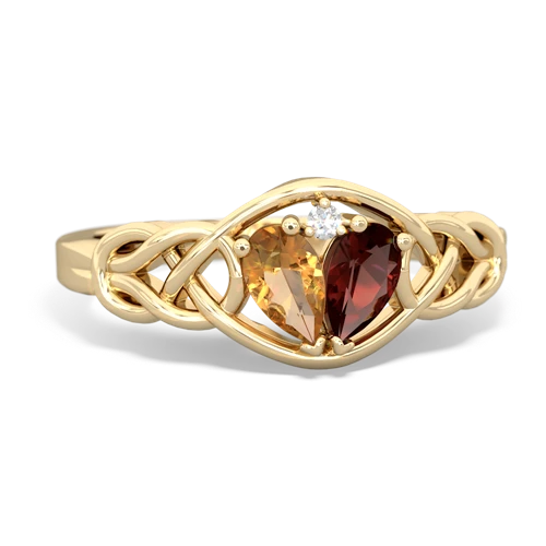 citrine-garnet celtic knot ring