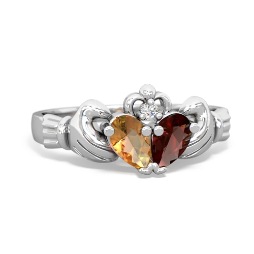 citrine-garnet claddagh ring