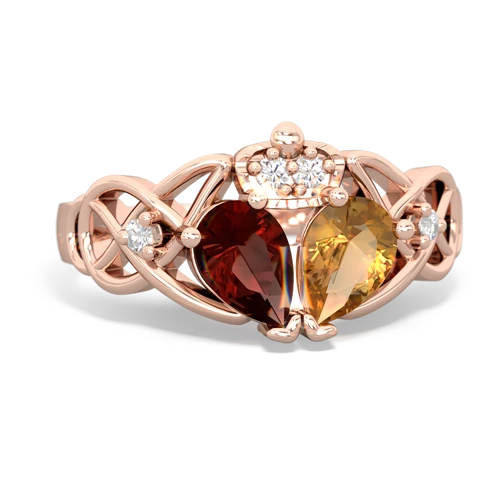 citrine-garnet claddagh ring