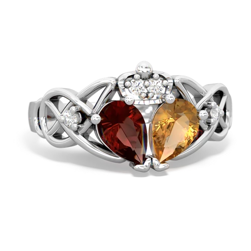 citrine-garnet claddagh ring