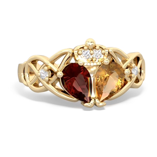 citrine-garnet claddagh ring