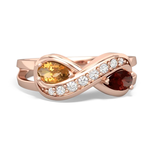 citrine-garnet diamond infinity ring