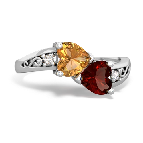 citrine-garnet filligree ring