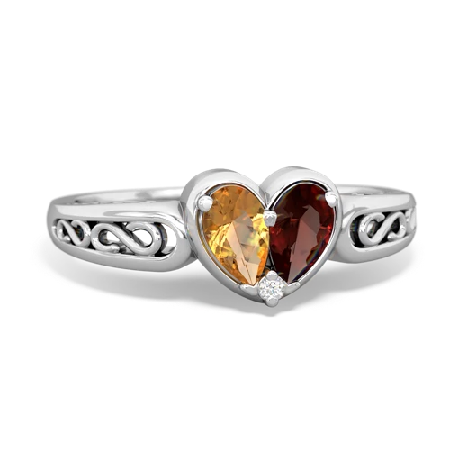 citrine-garnet filligree ring