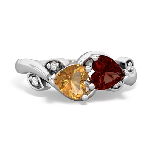 citrine-garnet floral keepsake ring