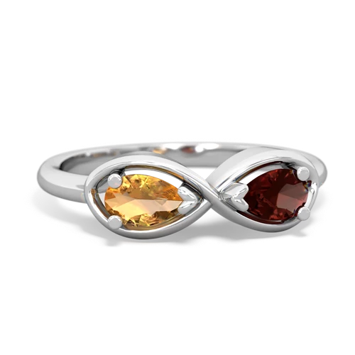 citrine-garnet infinity ring