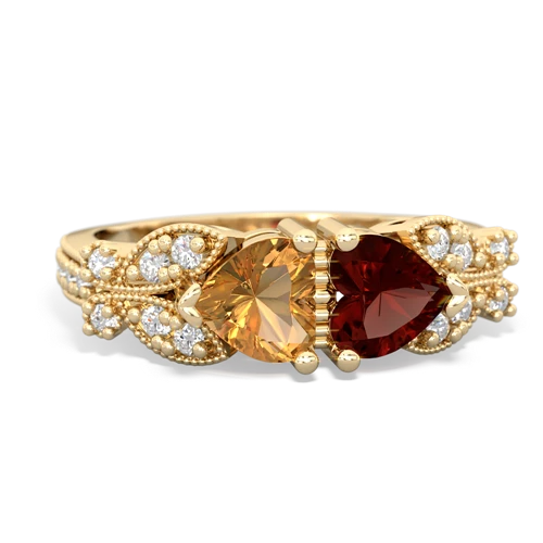 citrine-garnet keepsake butterfly ring