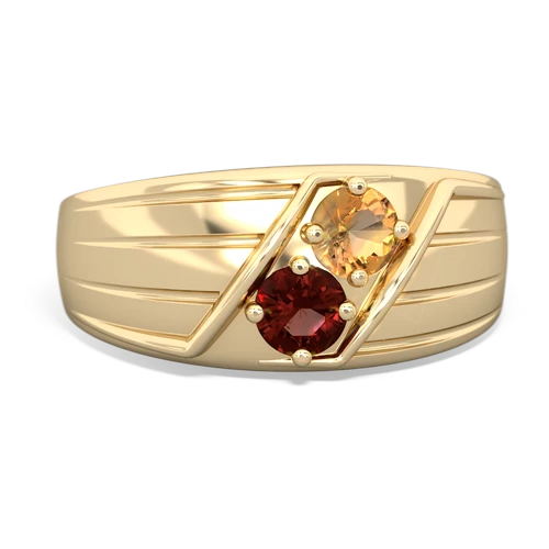 citrine-garnet mens ring