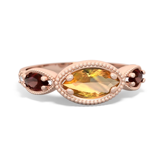 citrine-garnet milgrain marquise ring