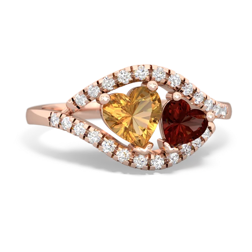 citrine-garnet mother child ring