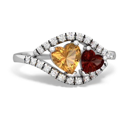 citrine-garnet mother child ring