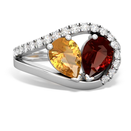 citrine-garnet pave heart ring